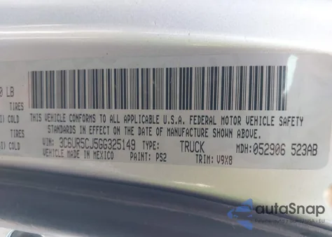 2016 Ram 2500 Tradesman из США, поврежденный, VIN 3C6UR5CJ5GG325149